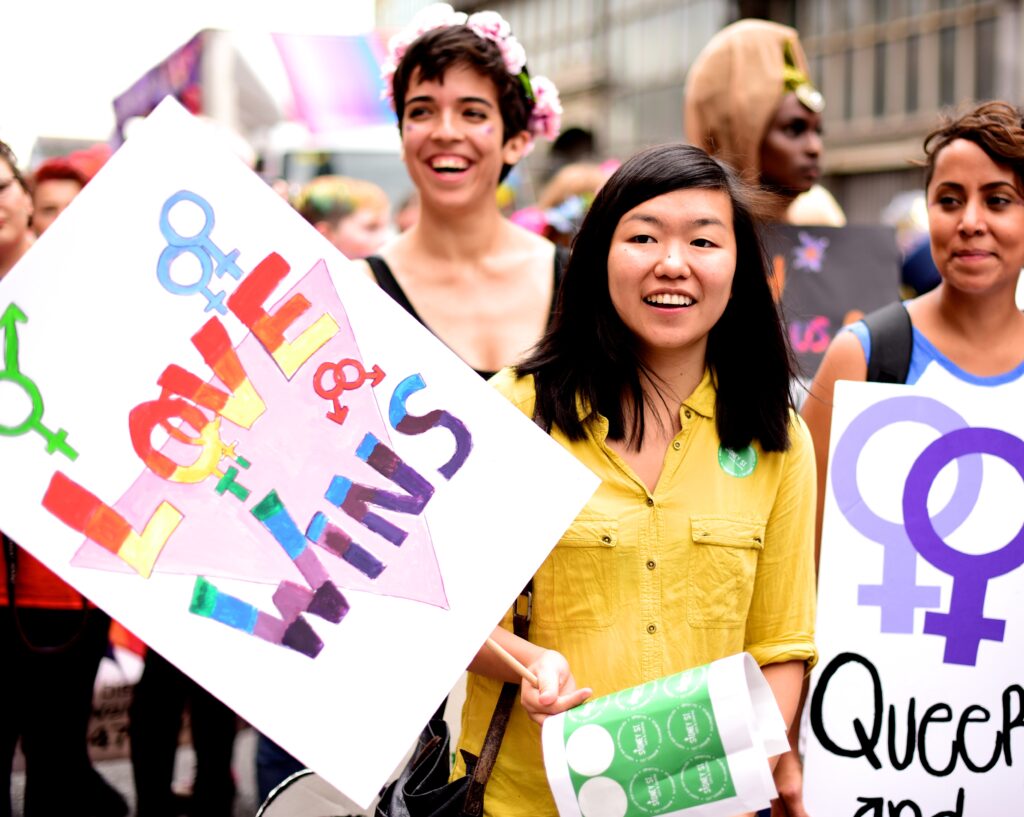 Young people at Pride March