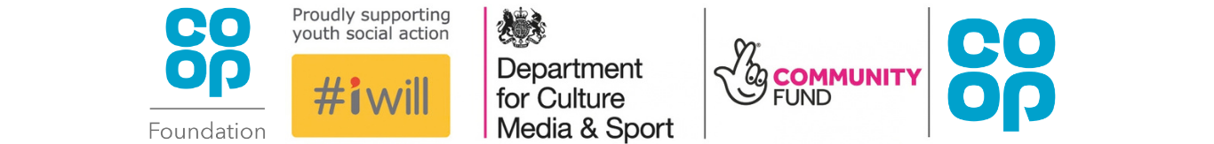 Collection of logos of organisations that fund young gamechangers fund. Includes Co-op Foundation, #iwill Fund and Co-op